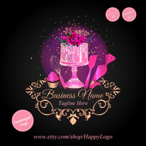 Custom logo, baking logo, Sweets logo, cupcake logo, business bakery, whisk logo, wedding cake logo, cake shop, bakery logo, graphic design