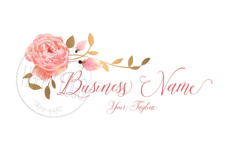 DIGITAL Custom Logo Design Watercolor Pink Flower Logo Pink - Etsy ...
