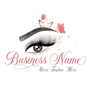 Lash logo, custom logo design, crown lash butterfly logo, lash extension logo, makeup gold lashes logo design, beauty logo lash, vector logo