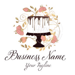 Bakery logo, cake logo,  bakery logo design custom, branding package, birthday cake, sweets logo, dripping cake logo, birthday cake logo