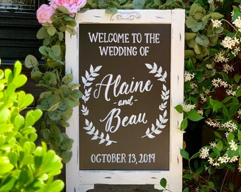 Wedding Welcome Sign • Chalkboard Easel for Wedding • Bride and Groom Name Sign • A-Frame Wedding Sign • (Wedding Sandwich Board Easel)