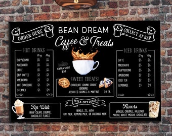 Coffee Shop Menu • Cafe Menu • Diner Menu • Ice Cream Shop Menu • Restaurant Menu Sign • Food Truck Sign • Custom Chalkboard Menu