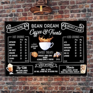 Coffee Shop Menu HANGING SIGN • Cafe Menu • Diner Menu • Ice Cream Menu • Restaurant Menu Sign • Food Truck Sign • Custom Chalkboard Menu
