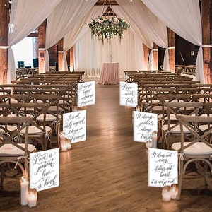 Set of 6 Wedding Aisle Signs, 1 Corinthians 13 Wedding Signs, Love is Patient, Love is Kind, Hand Painted Wedding Signage