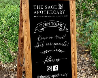 Spa Easel Sign • Apothecary Sign • LARGE Business A-frame Chalkboard Easel • Business Sign Social Media Sign • Custom Logo Sign