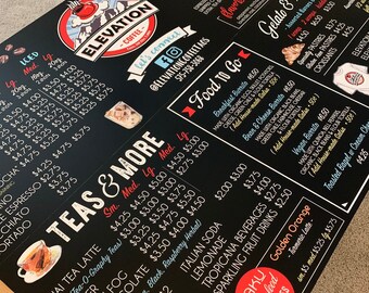 Coffee Shop Menu • Restaurant Menu Sign • Food Truck Sign • Business Menu Sign • Bar Menu • Bistro Menu