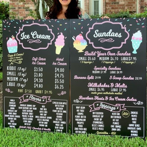 Ice Cream Shop Menu Restaurant Menu Sign Food Truck Sign Business Chalkboard Sign Social Media Sign Custom Chalkboard Menu image 1