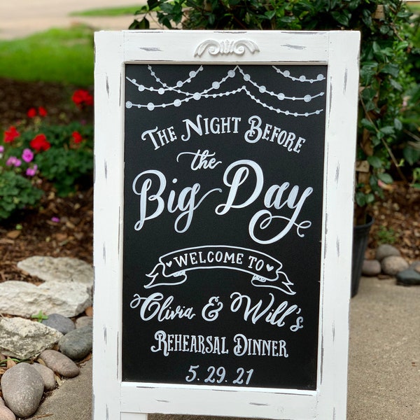 Rehearsal Dinner Sign • Wedding Welcome Sign • Wedding Chalkboard Easel Sandwich Board Sign • Love Laughter Before Happily Ever After Sign