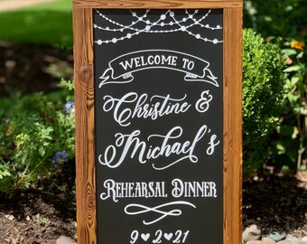 Wedding Welcome Easel -  Rehearsal Dinner Easel Sign • Wedding A-Frame Sign • Wedding Chalkboard Easel Sign