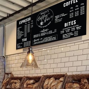 Coffee Shop Menu Hanging Sign • Custom Coffee Shop Menu • Cafe Menu Sign • Bakery Menu • PRINTED or  TV Menu Board for Restaurant
