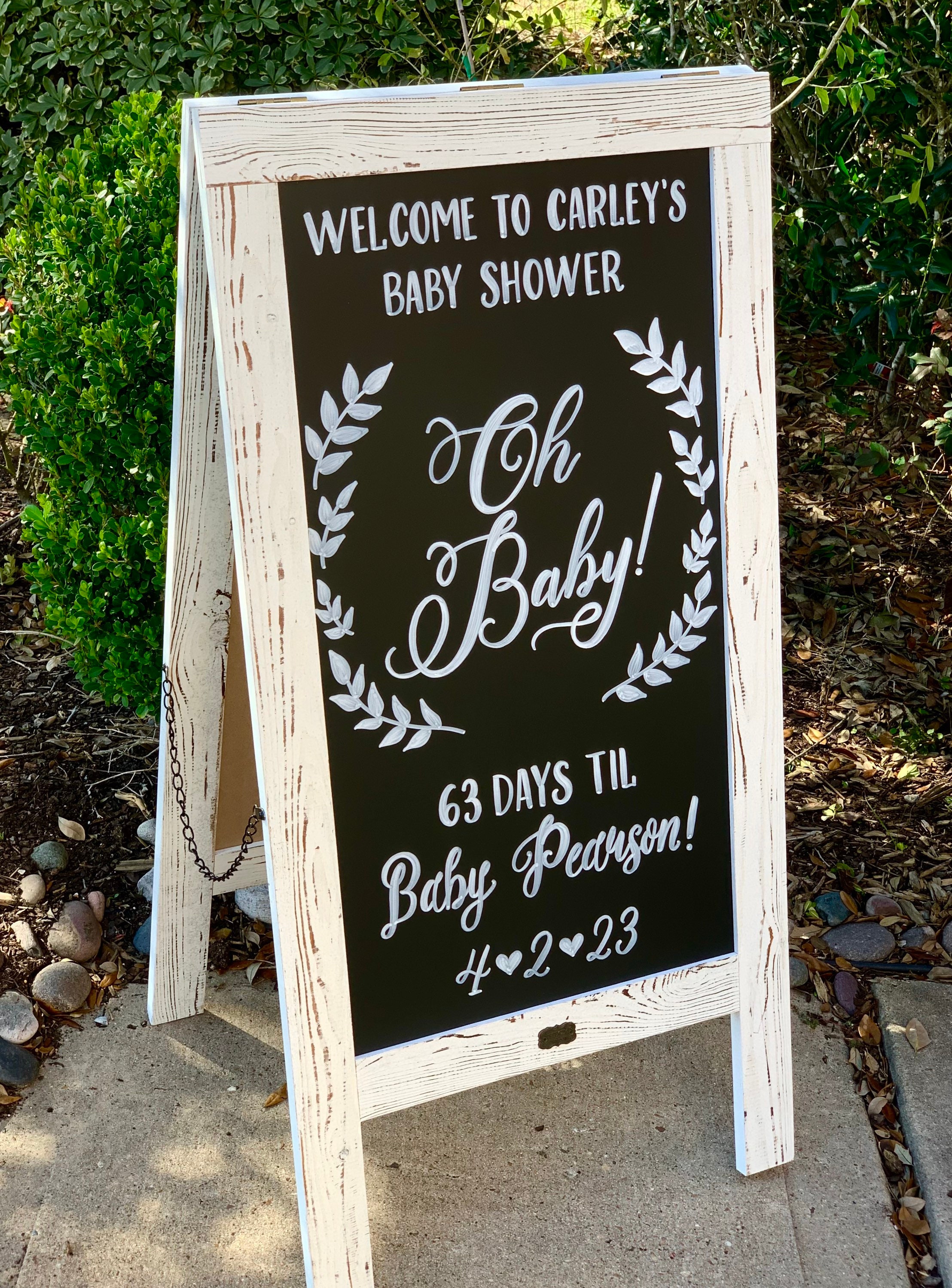 Oh Baby Shower Sign Chalkboard Easel Baby Shower Welcome Sign Baby Shower  Easel Days Till Baby Sign White Chalkboard Easel 