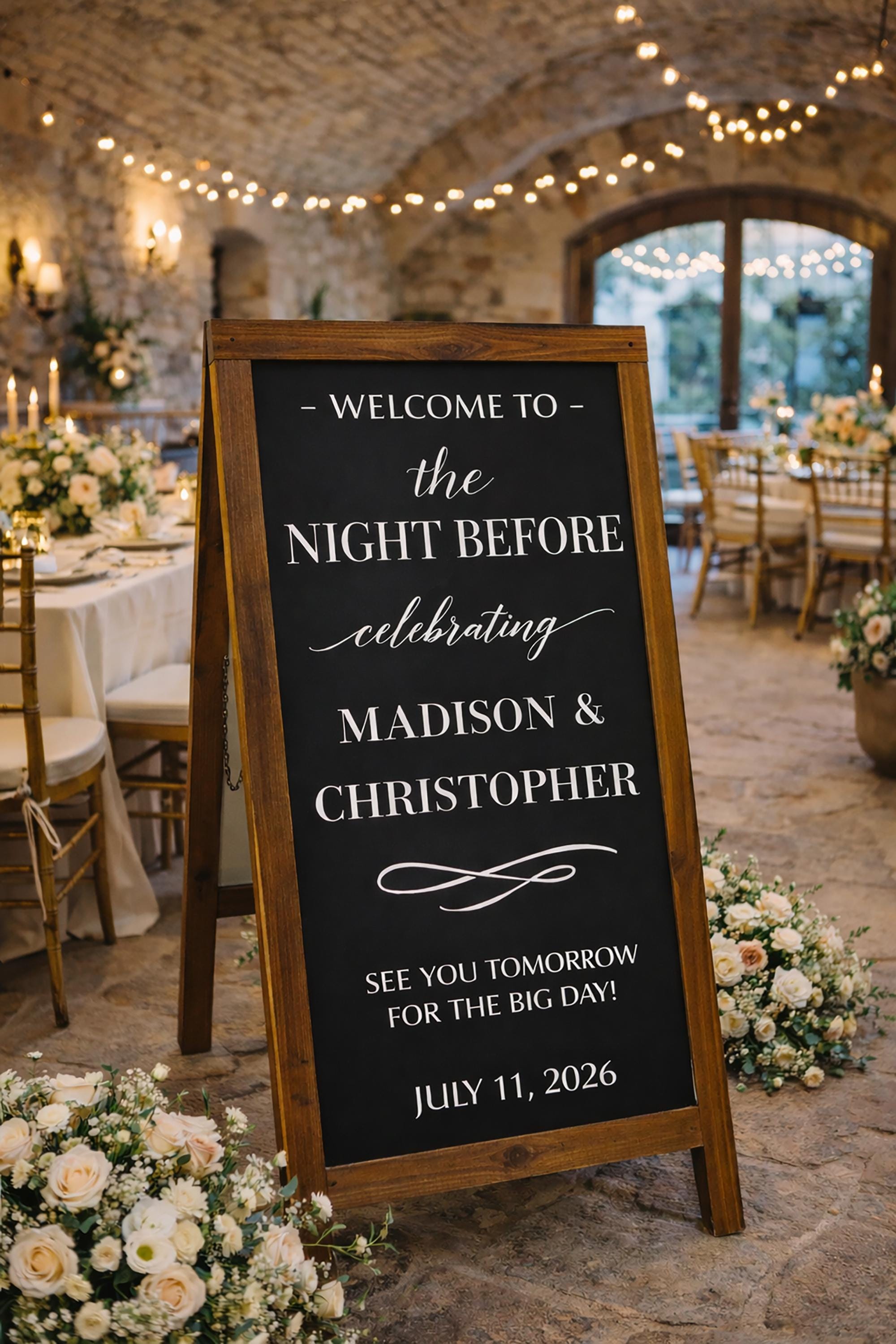 Hand-painted Wedding Welcome Sign | Night Before Rehearsal Dinner