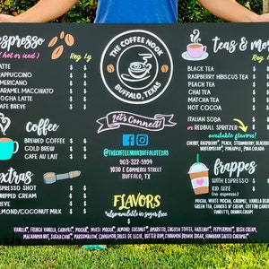 Coffee Shop Menu • Restaurant Menu Sign • Food Truck Sign • Business Chalkboard Sign • Social Media Sign Custom Chalkboard Menu • Logo Sign