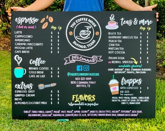 Coffee Shop Menu • Restaurant Menu Sign • Food Truck Sign • Business Chalkboard Sign • Social Media Sign Custom Chalkboard Menu • Logo Sign