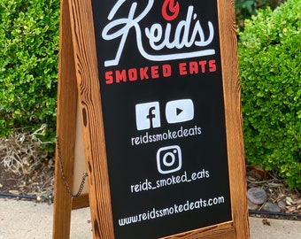 A frame Business Chalkboard Easel • BBQ Restaurant Sign • Sidewalk Chalkboard Sign Sign A-frame Chalkboard Easel  • Pop Up Shop Sign