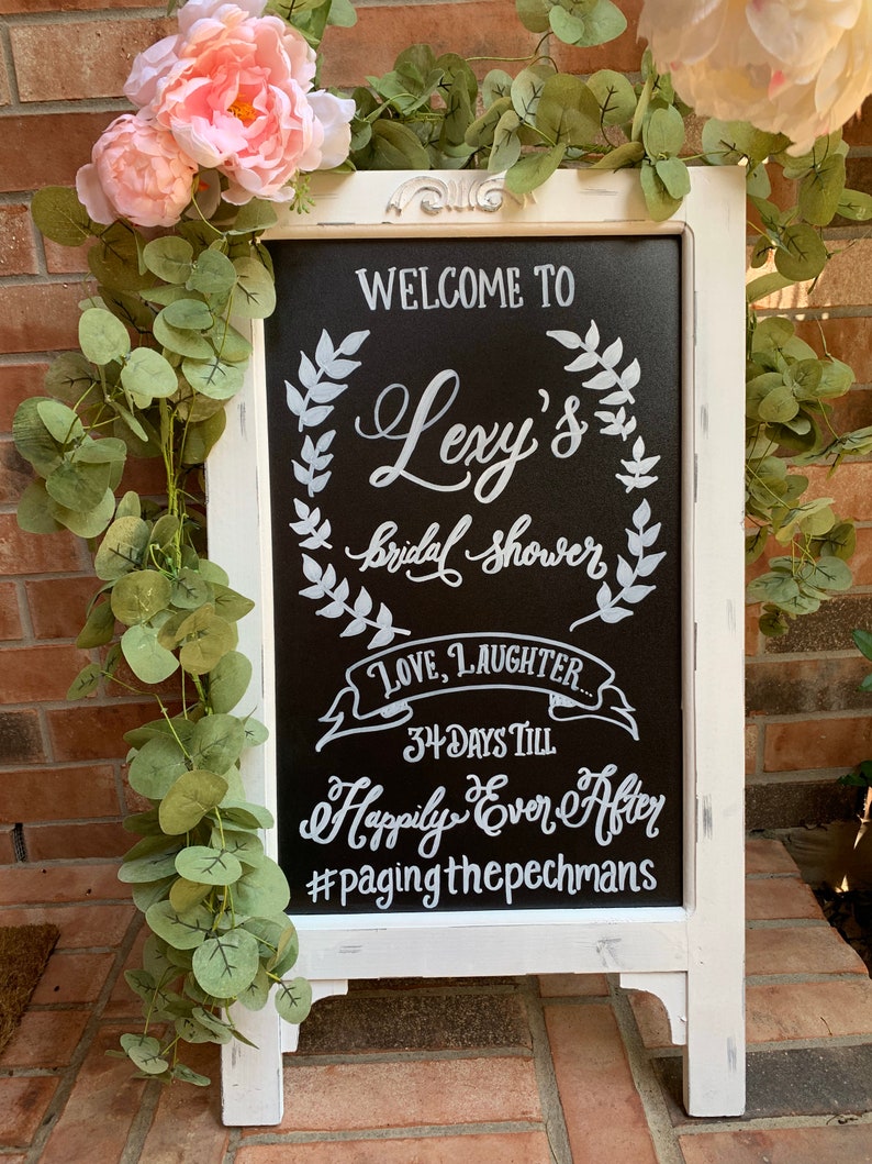 Bridal Shower Sign Wedding Shower Sign Rustic Easel Etsy