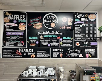 Cafe Menu • Diner Menu • Coffee Shop Menu • Ice Cream Shop Menu • Restaurant Menu Sign • Food Truck Sign • Custom Chalkboard Menu