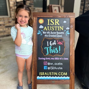ISR Custom Chalkboard Easel Sign • Large A-frame Chalkboard Easel • ISR BUDS Sign • Swim School Sign • Swim Lesson Sign