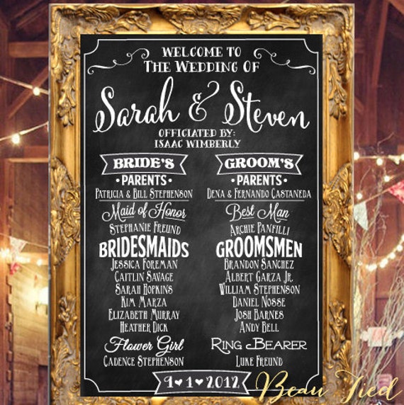 Wedding Program Chalkboard Sign Chalkboard Wedding Program Etsy