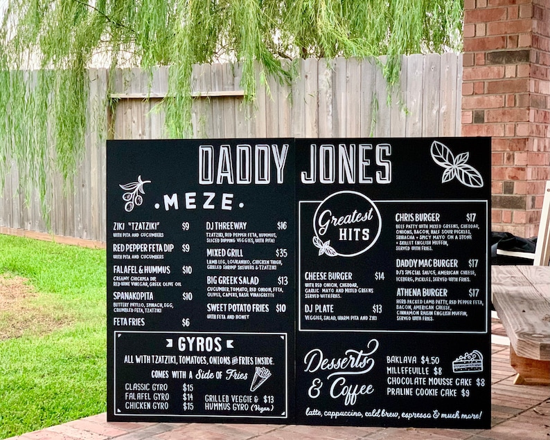 Restaurant Menu Sign Food Truck Sign Business Chalkboard Etsy