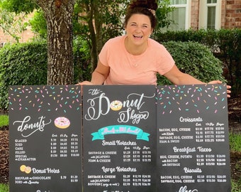 Custom Menu Sign • Business Chalkboard Sign • Social Media Sign Chalkboard Menu • Custom Logo Sign • Bakery Menu Donut Shop Sign Coffee Shop