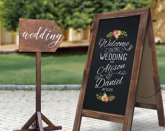 Wedding Welcome Sign Chalkboard Easel for Wedding Bride and Groom Name Sign  A-frame Wedding Sign wedding Sandwich Board Easel 