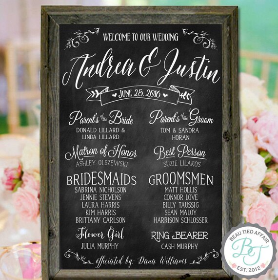 Wood Wedding Program Sign Wood Wedding Party Sign Wedding Etsy