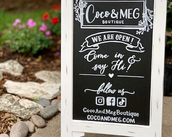 Boutique Welcome Sign • A-Frame Chalkboard/Sidewalk Chalkboard Sign/Large 40" x 20" Business Sandwich Board/A Frame Restaurant Message Board