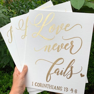 Set of 6 Wedding Aisle Signs, 1 Corinthians 13 Wedding Signs, Love is Patient, Love is Kind, Hand Painted Wedding Signage image 5