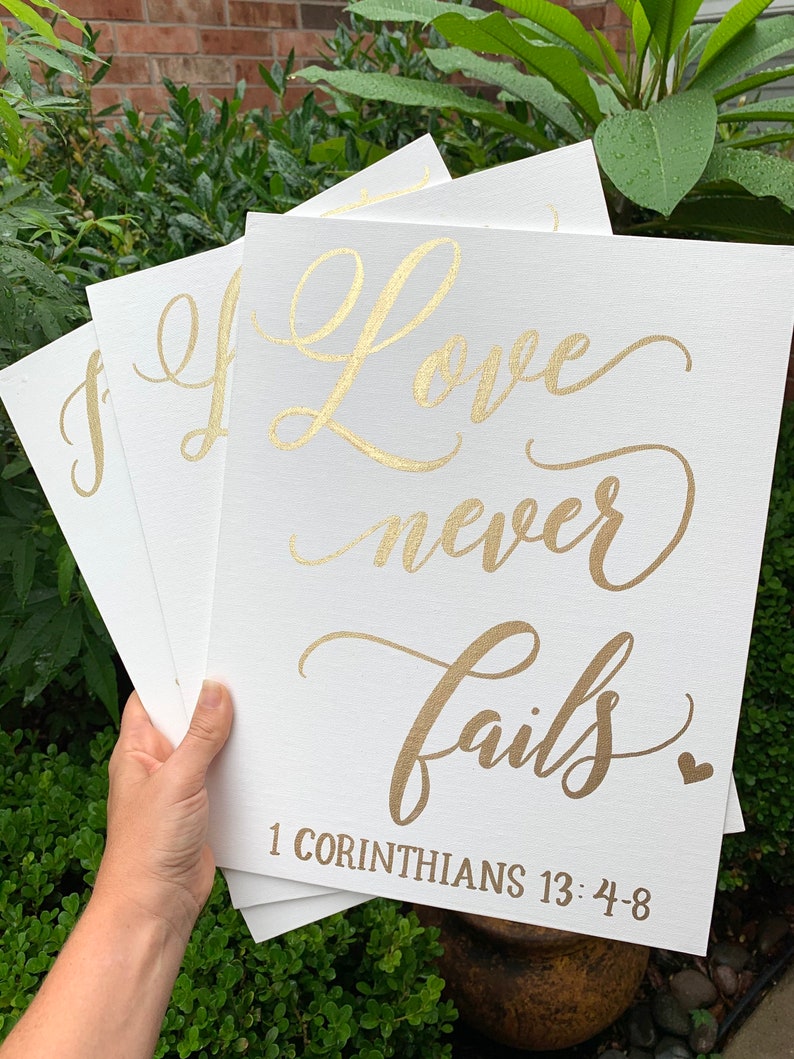 Set of 6 Wedding Aisle Signs, 1 Corinthians 13 Wedding Signs, Love is Patient, Love is Kind, Hand Painted Wedding Signage image 5