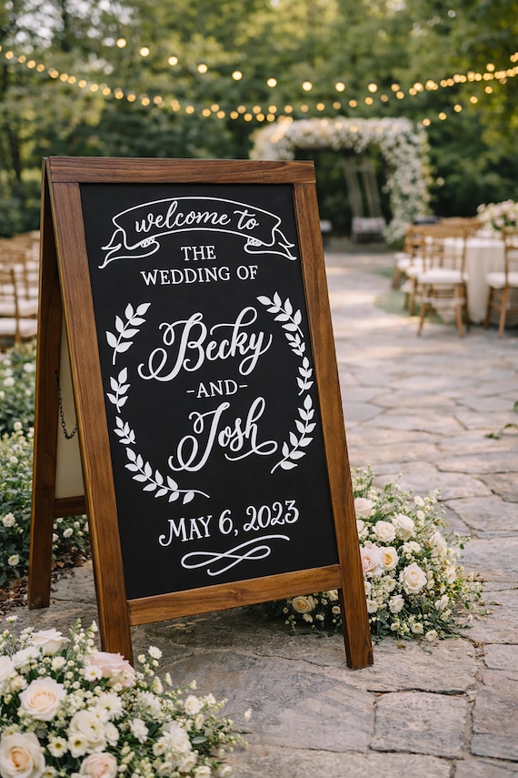 Custom Hand-painted Chalkboard Easel Sign | Wedding Rehearsal