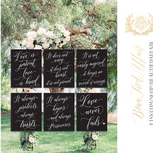 Set of 6 Wedding Aisle Signs, 1 Corinthians 13 Wedding Signs, Love is Patient, Love is Kind, Hand Painted Wedding Signage, Love Signs image 10