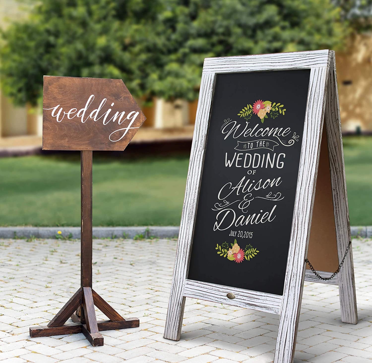 FRAMED RECTANGULAR CHALKBOARD EASEL SIGN - NATURAL WOOD – AyaZay Wedding  Shoppe