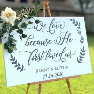 Set of 6 Wedding Aisle Signs, 1 Corinthians 13 Wedding Signs, Love is Patient, Love is Kind, Hand Painted Wedding Signage image 9