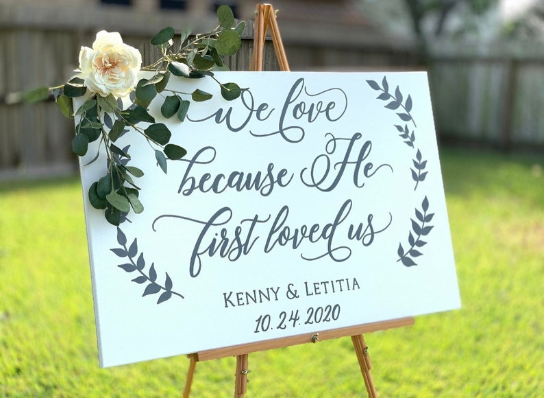 Set of 6 Wedding Aisle Signs, 1 Corinthians 13 Wedding Signs, Love is Patient, Love is Kind, Hand Painted Wedding Signage image 9