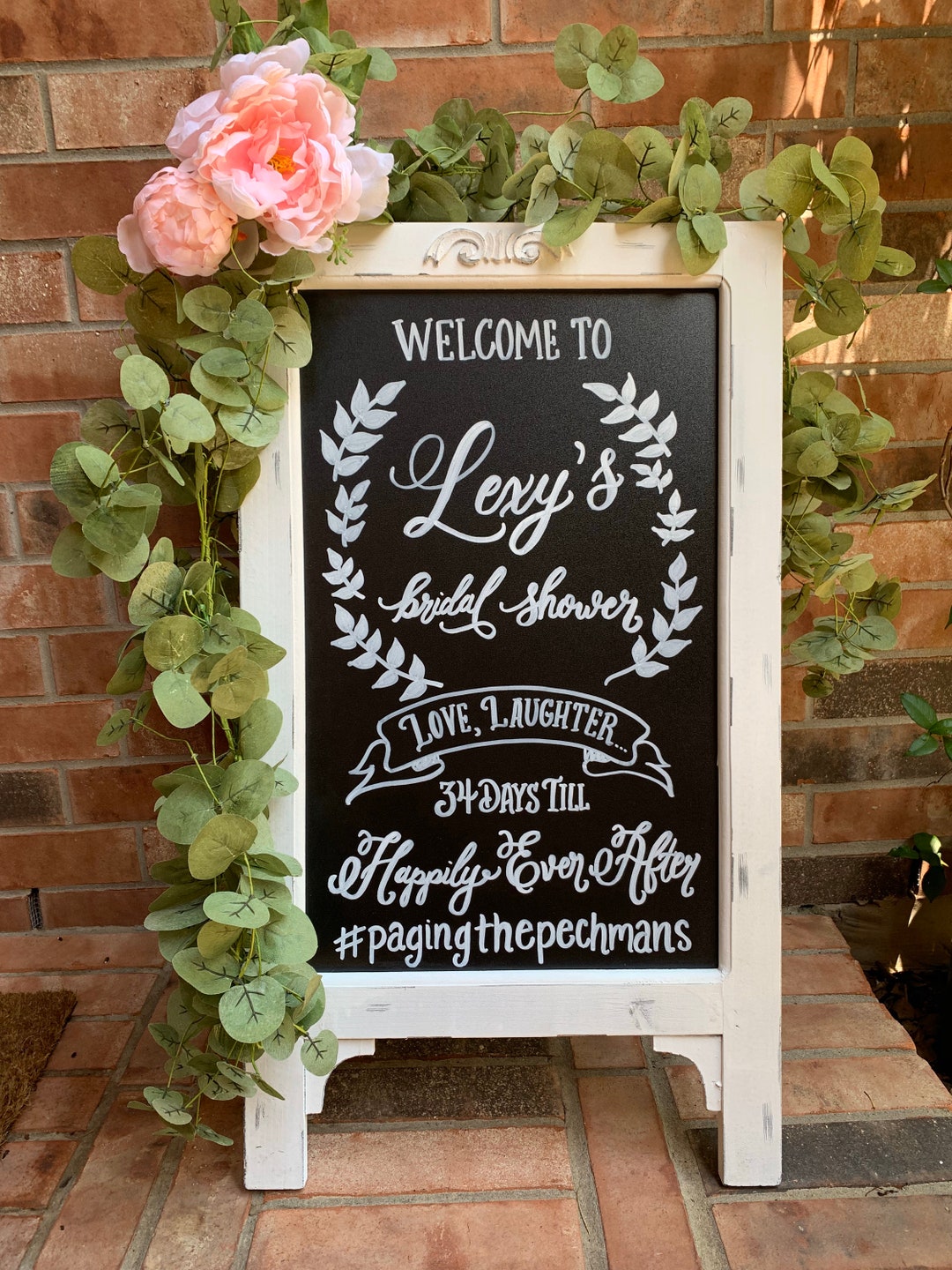 Wedding Welcome Sign Chalkboard Easel for Wedding Bride and Groom Name Sign  A-frame Wedding Sign wedding Sandwich Board Easel 