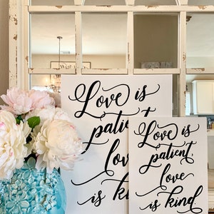 Set of 6 Wedding Aisle Signs, 1 Corinthians 13 Wedding Signs, Love is Patient, Love is Kind, Hand Painted Wedding Signage image 8