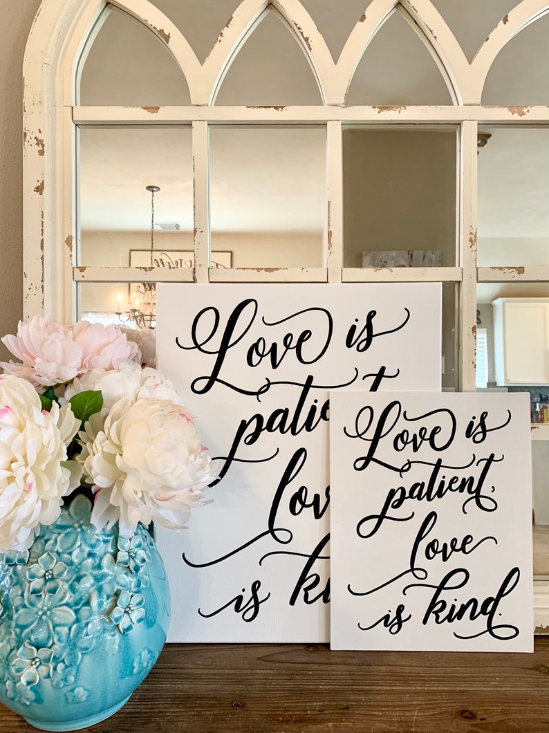 Set of 6 Wedding Aisle Signs, 1 Corinthians 13 Wedding Signs, Love is Patient, Love is Kind, Hand Painted Wedding Signage image 8