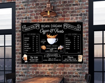 Coffee Shop Menu • Cafe Menu • Diner Menu • Ice Cream Shop Menu • Restaurant Menu Sign • Food Truck Sign • Custom Chalkboard Menu