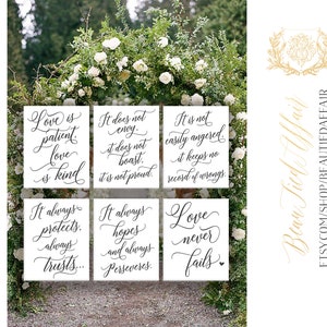 Set of 6 Wedding Aisle Signs, 1 Corinthians 13 Wedding Signs, Love is Patient, Love is Kind, Hand Painted Wedding Signage, Love Signs image 9
