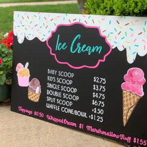 Ice Cream Shop Menu Restaurant Menu Sign Food Truck Sign Business Chalkboard Sign Social Media Sign Custom Chalkboard Menu image 3