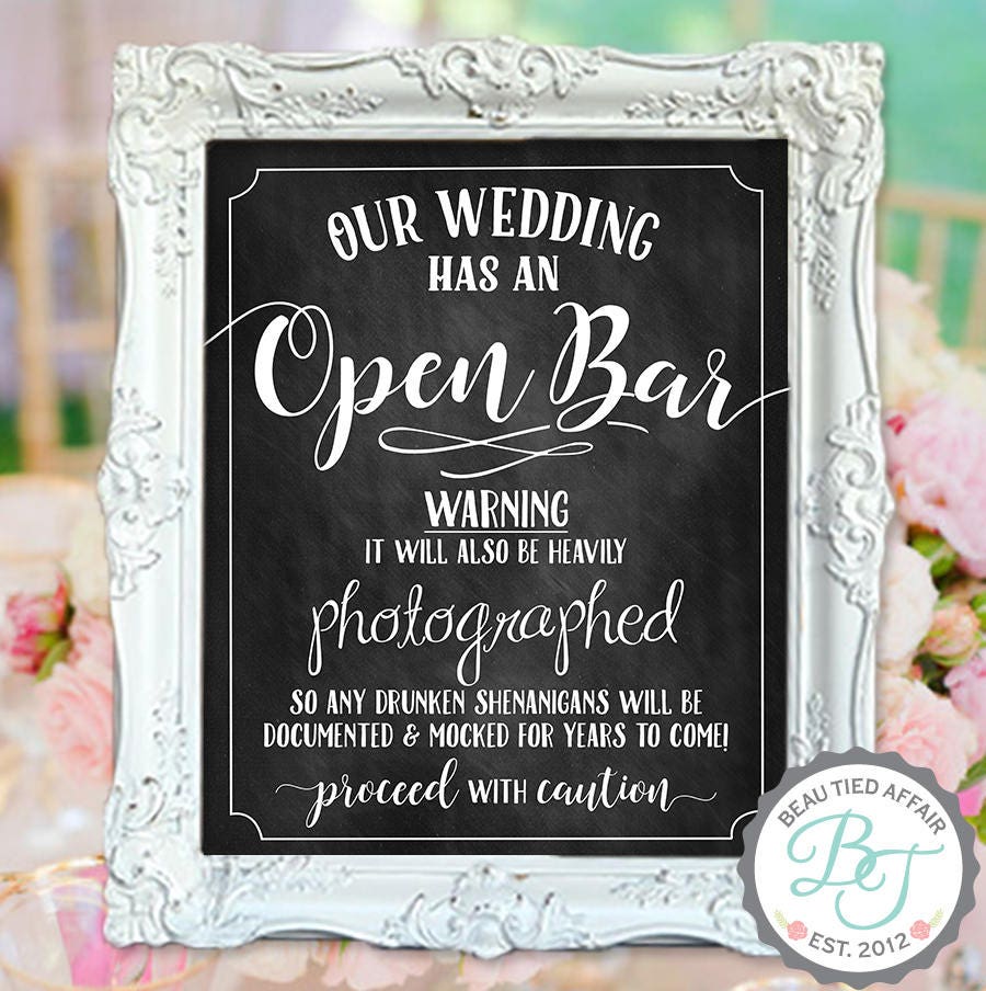 Open Bar Wedding Sign Chalkboard DIGITAL Print No physical | Etsy
