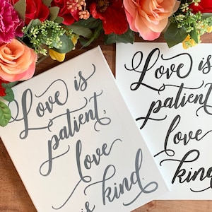 Set of 6 Wedding Aisle Signs, 1 Corinthians 13 Wedding Signs, Love is Patient, Love is Kind, Hand Painted Wedding Signage image 4