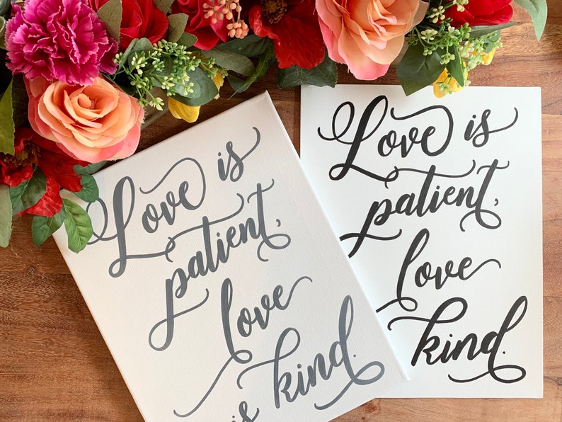 Set of 6 Wedding Aisle Signs, 1 Corinthians 13 Wedding Signs, Love is Patient, Love is Kind, Hand Painted Wedding Signage image 4