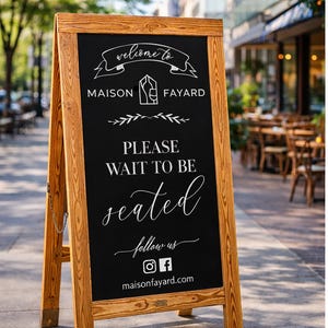 Restaurant Seating Sign • Custom Hand-Painted Chalkboard A-Frame Restaurant Easel • Please Wait to be Seated