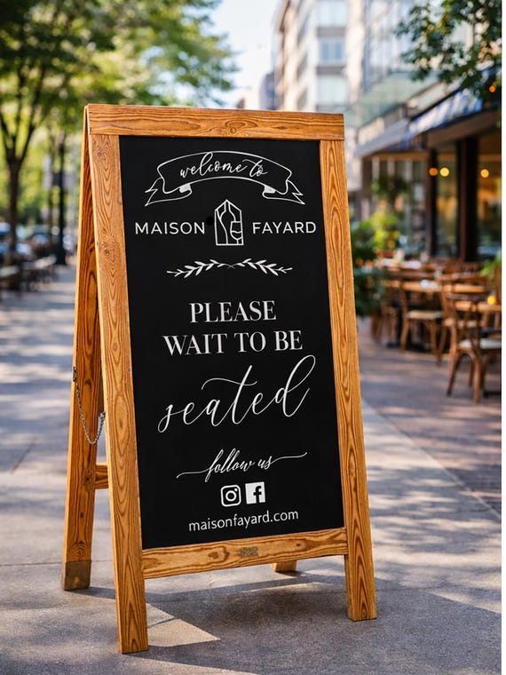 Restaurant Seating Sign • Custom Hand-painted Chalkboard A-frame