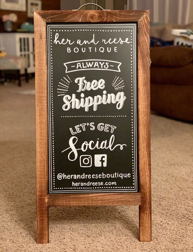 Coffee Shop Chalkboard Easel Boutique Sign Business Chalkboard Sign Easel Social Media Sign Sign Custom Logo Sign Pop Up Shop Sign immagine 3