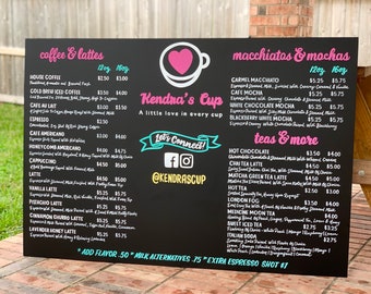 Coffee Shop Menu • Restaurant Menu Sign • Food Truck Sign • Business Chalkboard Sign • Social Media Sign Custom Chalkboard Menu • Logo Sign