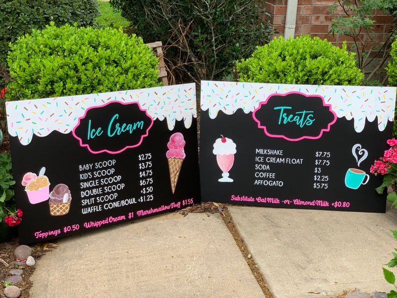 Ice Cream Shop Menu Restaurant Menu Sign Food Truck Sign Business Chalkboard Sign Social Media Sign Custom Chalkboard Menu image 2