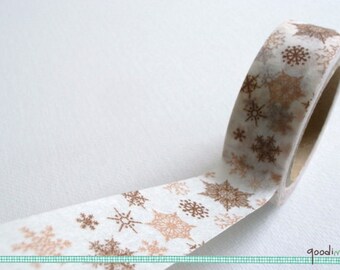 Christmas // Golden // Glitter // Snowflakes //Washi Tape / Masking Tape - Classic, 10m, 1 Roll